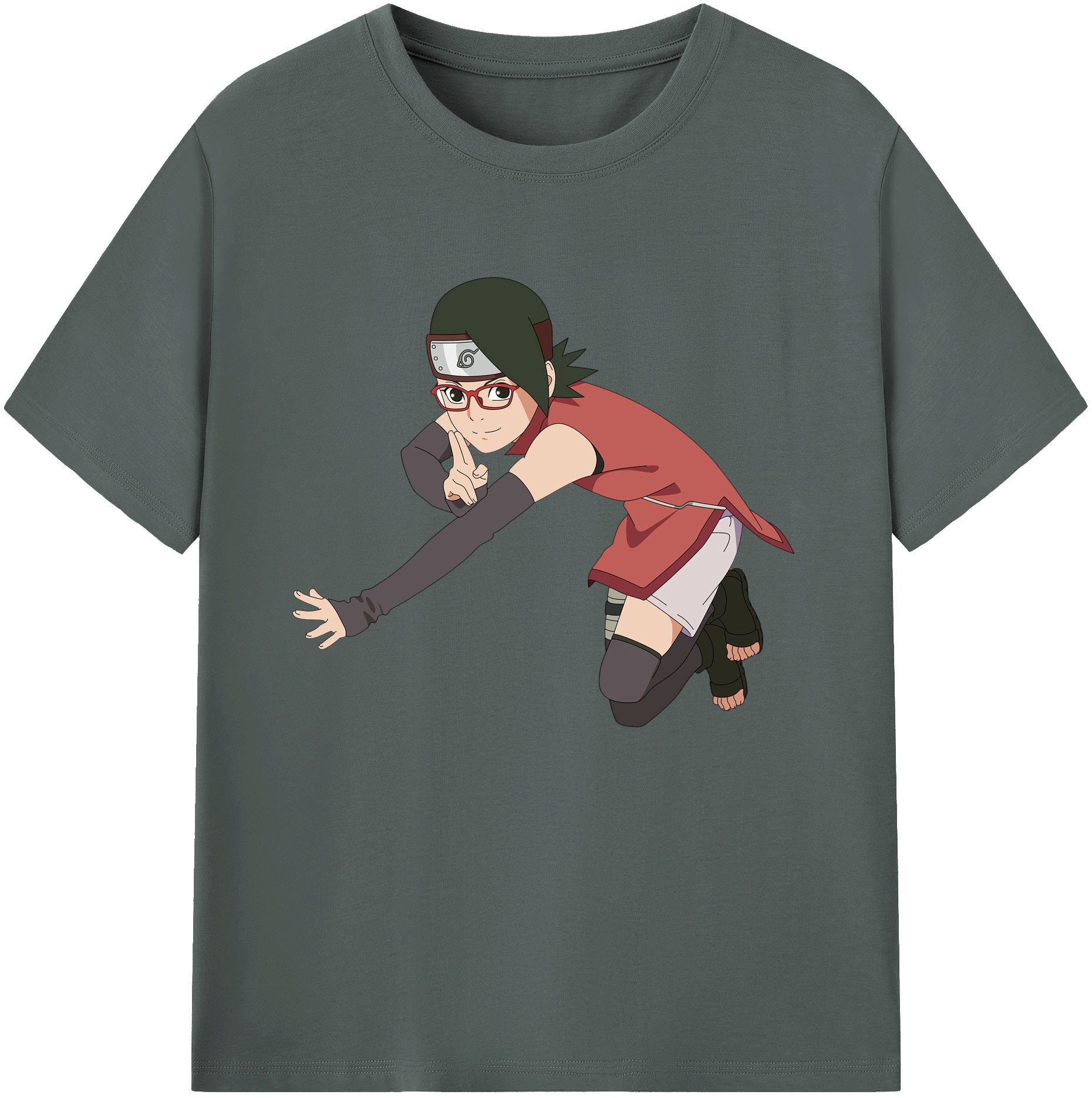 （画像用） NARUTO -ナルト- うちは サラダ Uchiha Sarada 綿100％ メンズ半袖Tシャツ｜肌触りやわらか＆通気性
